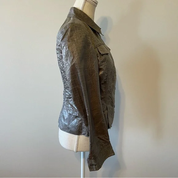Emil Rutenberg Jacket Metallic Pewter Crinkle Lagenlook Avant Garde Designer 2 - Picture 3 of 6